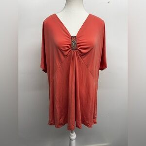 Venezia Coral Embellished V-Neck Tunic